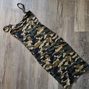 NWOT Heart & Hips Camo Spaghetti Strap Dress | Size Small | Casual